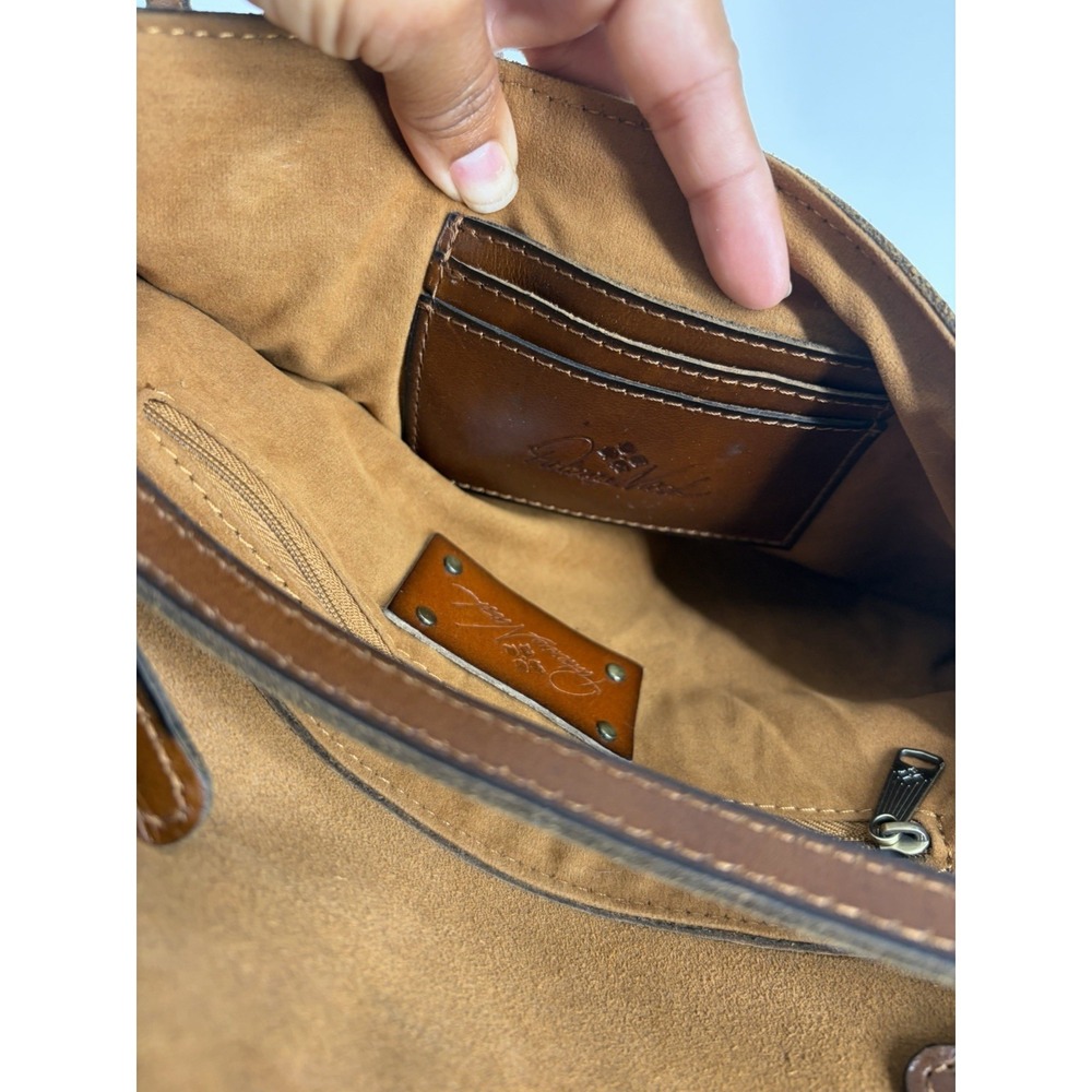 Patricia Nash Caprina Crossbody Clutch Bag Cognac Distressed Leather Boho - Picture 9 of 13